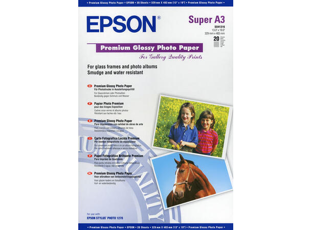 Epson Premium Glossy Photo Paper A3+ A3+  20 ark 255g 